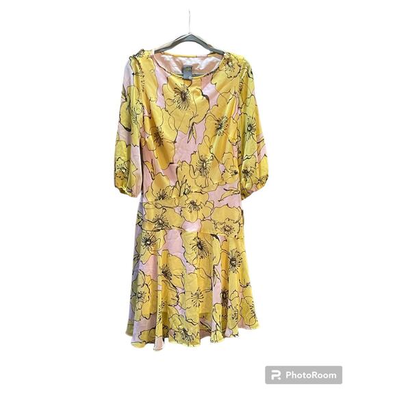 NWT Taylor Ruffle Hem Floral Chiffon Dress Size 8 - Picture 3 of 10
